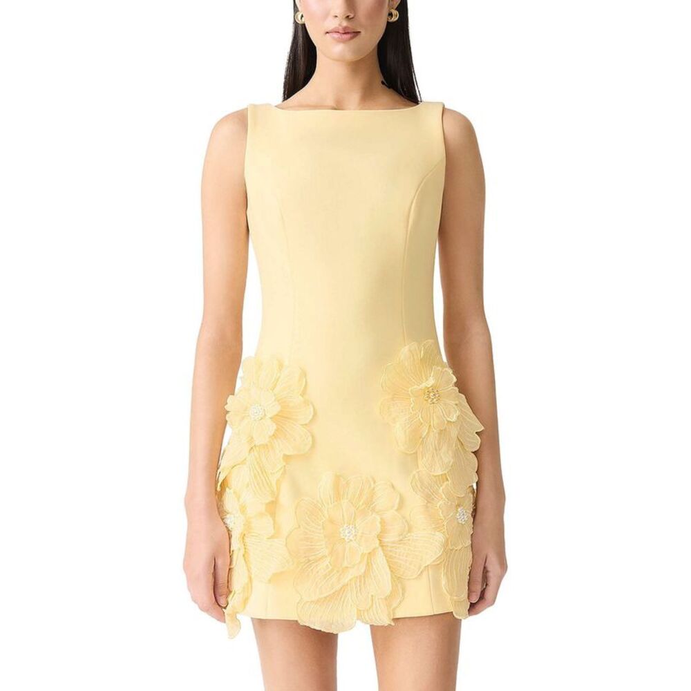 Elliatt Womens Janelle Floral Appliqué Minidress Small Yellow - NWT $328